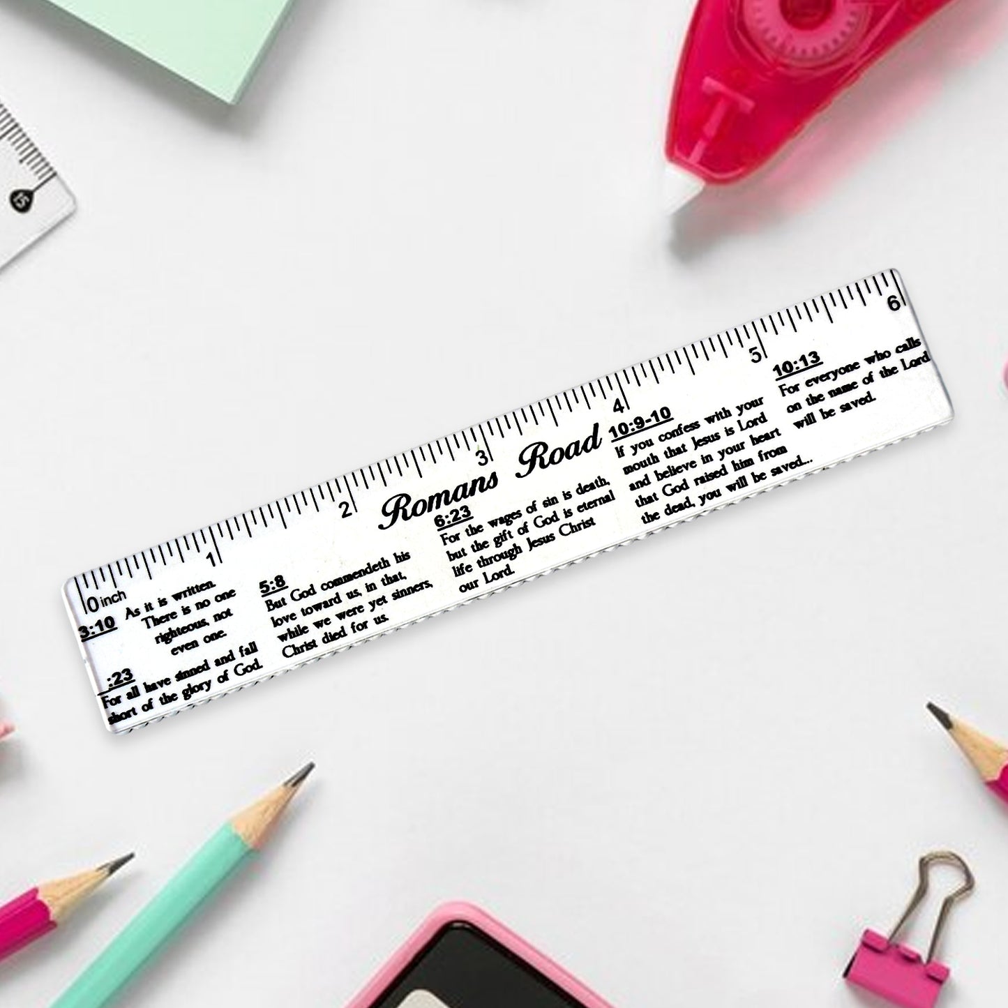 Romans Road Scripture Printed Plastic Ruler 6 Inch - Happy Price - Image 2