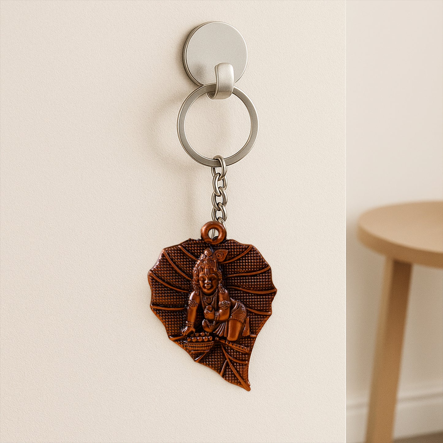 Antique Finish Metal Bal Krishna Peepal Leaf Keychain (1 Pc) - Happy Price - Image 5