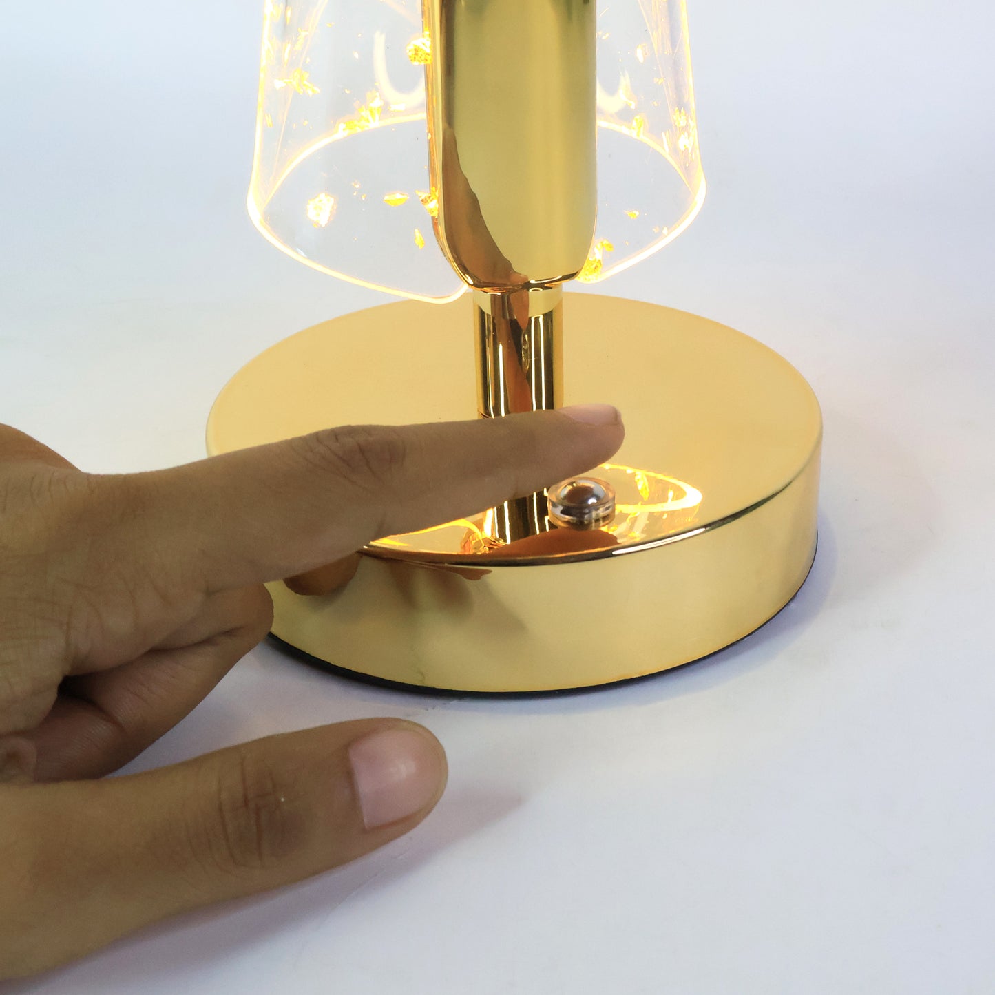Golden Crystal LED Double Shade Table Lamp with USB Charging (1 Pc) - Happy Price - Image 3