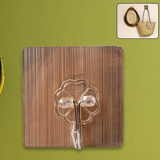 Transparent Adhesive Hooks for Kitchen & Bathroom - Heavy Duty, 6x6 Cm (1 Pc) - Happy Price - Image 1