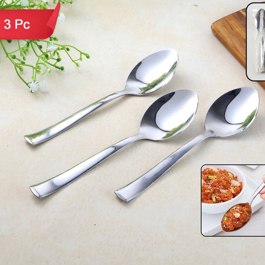 Set of 3 Dining Spoons - Oval Bowl, Comfort Handle, Rust-Resistant - Happy Price - Image 1