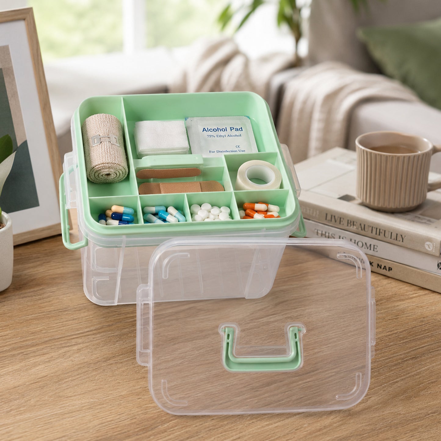 Plastic Medicine Organizer Box with Lock Lid & Handle (1 Pc) - Happy Price - Image 6