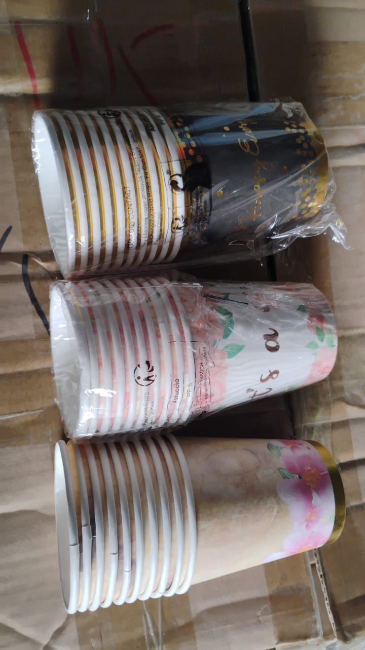 Disposable Paper Cups Disposable Tea Coffee Cups (10 Pcs Set  Mix Color  Design) - Happy Price - Image 7