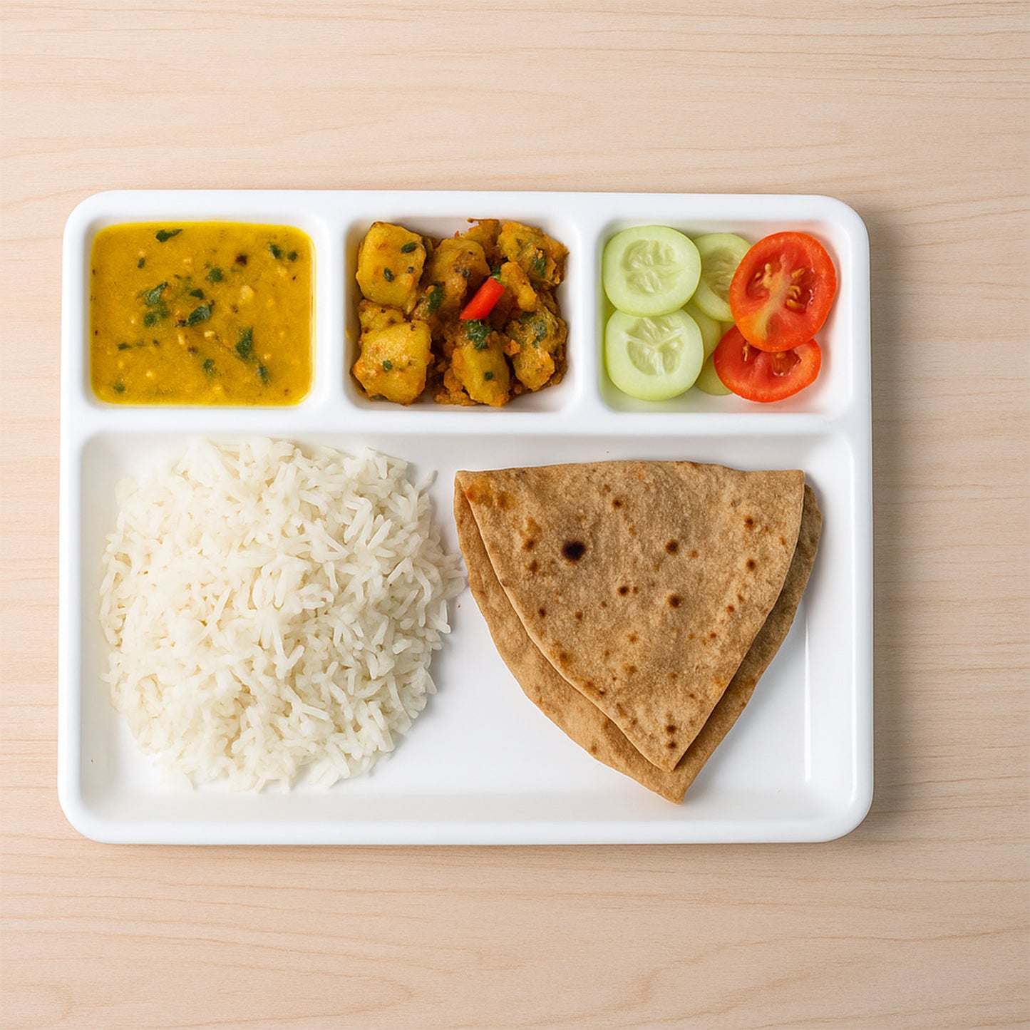 White 4-Compartment Plastic Serving Tray - 33x25 cm, 1 Pc - Happy Price - Image 5