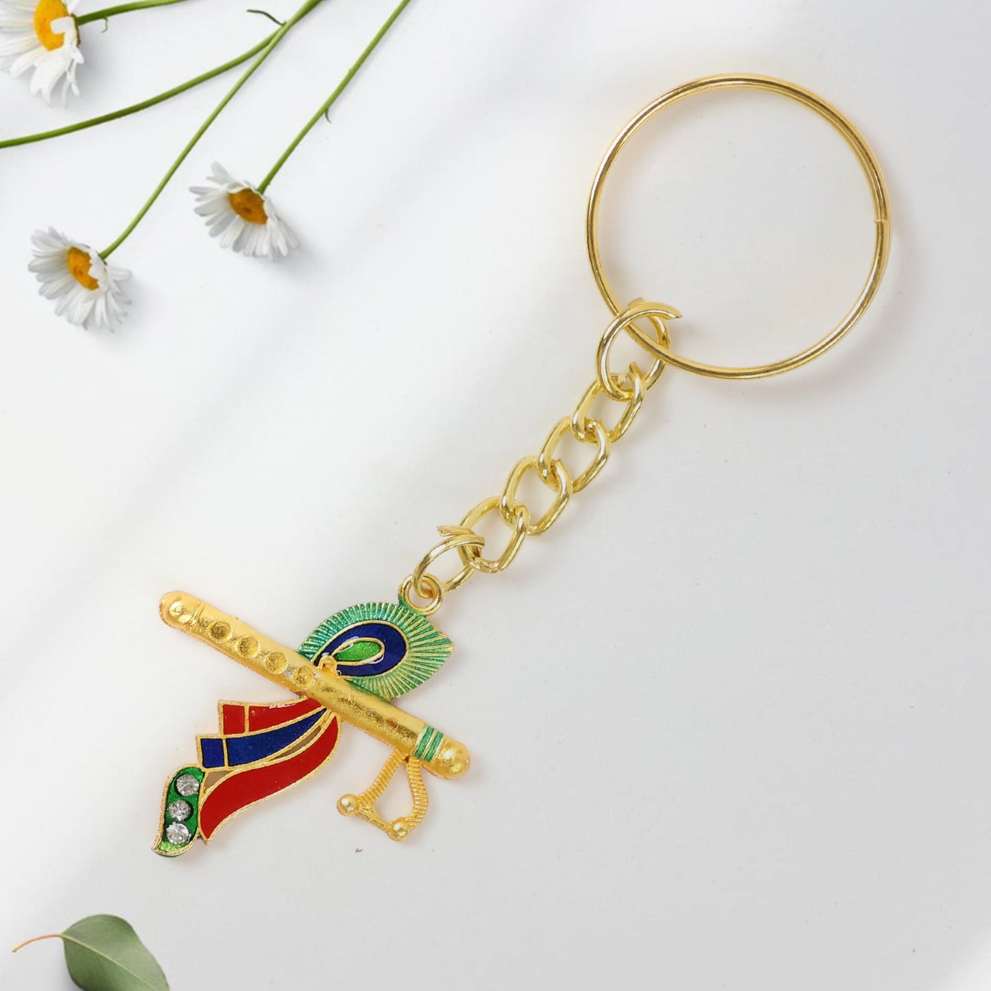 Krishna Bansuri Flute Keychain with Peacock Feather Design - 1 Pc - Happy Price - Image 5