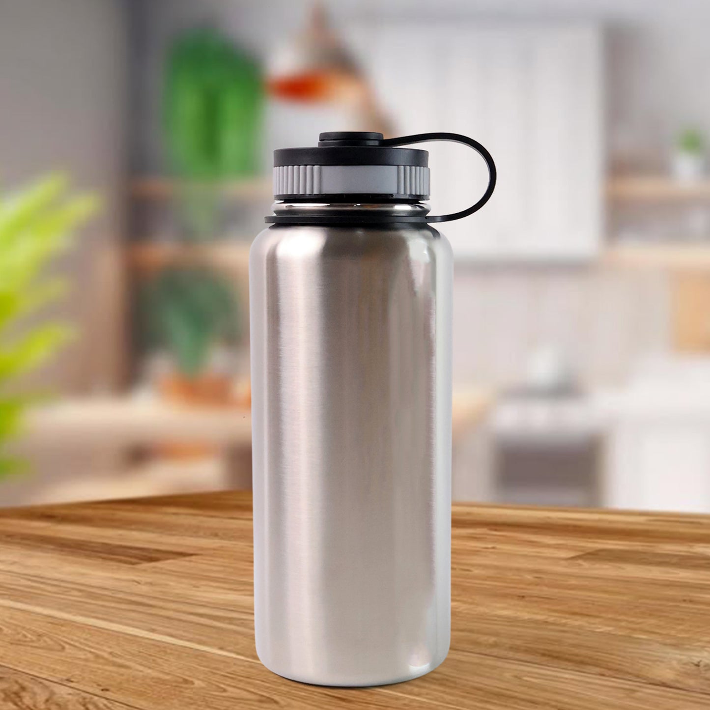 Silver Stainless Steel Double Wall Vacuum-insulated Drink Water Bottle (1000 Ml) - Happy Price - Image 6
