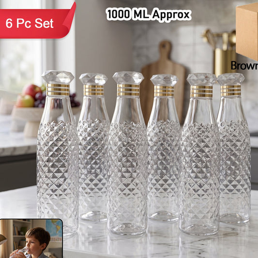 Premium Designer Transparent Water Bottle Set (6 Pc Set 1000 Ml Approx)