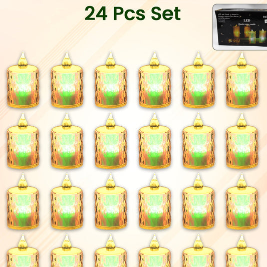 24 Pc Flameless And Smokeless Decorative Melting Candles Led Tea Light Candle Flickering Electronic Candle - Happy Price - Image 1