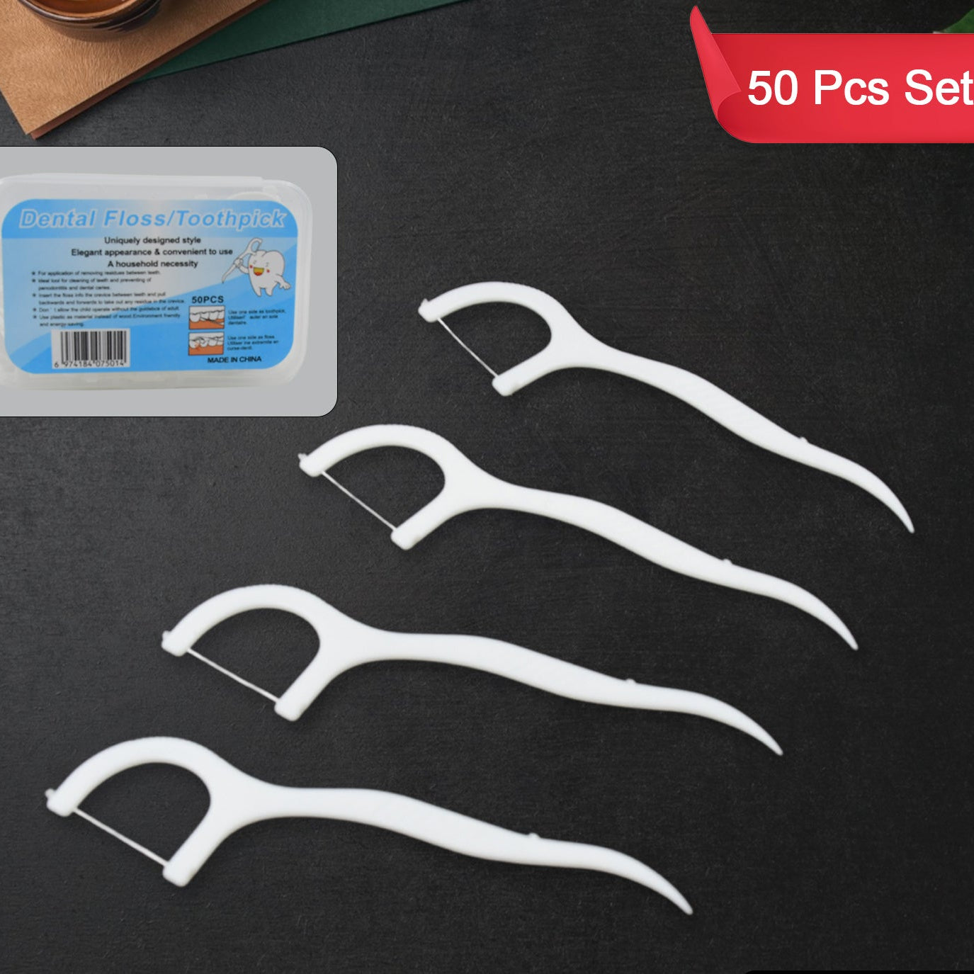 2 In 1 Tooth Picks Flosses  Sticks Portable Toothpicks (50 Pc Set) - Happy Price - Image 1