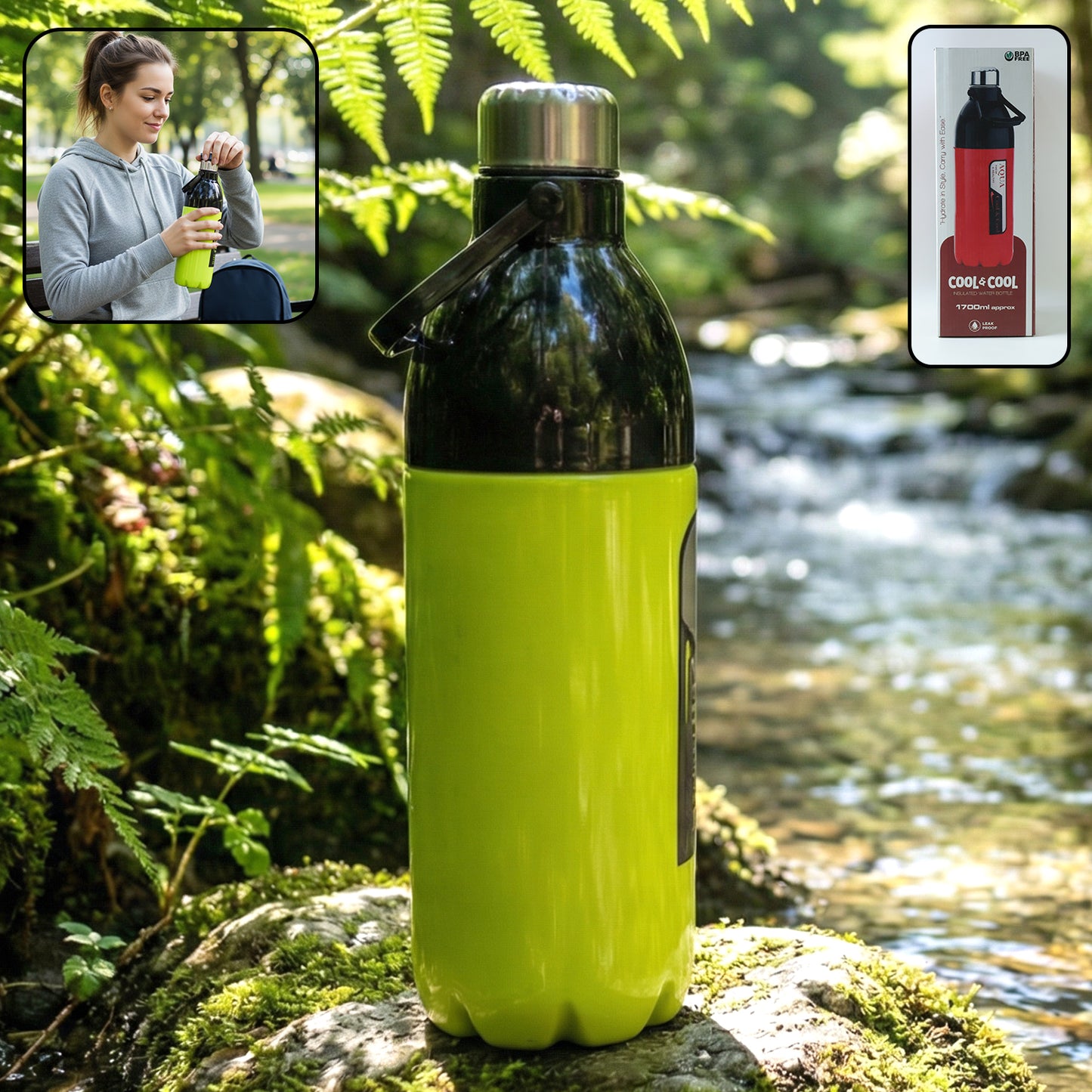 Large 1700ml Leakproof Water Bottle with Strap - Ideal for Gym, Travel, Office - Happy Price - Image 2