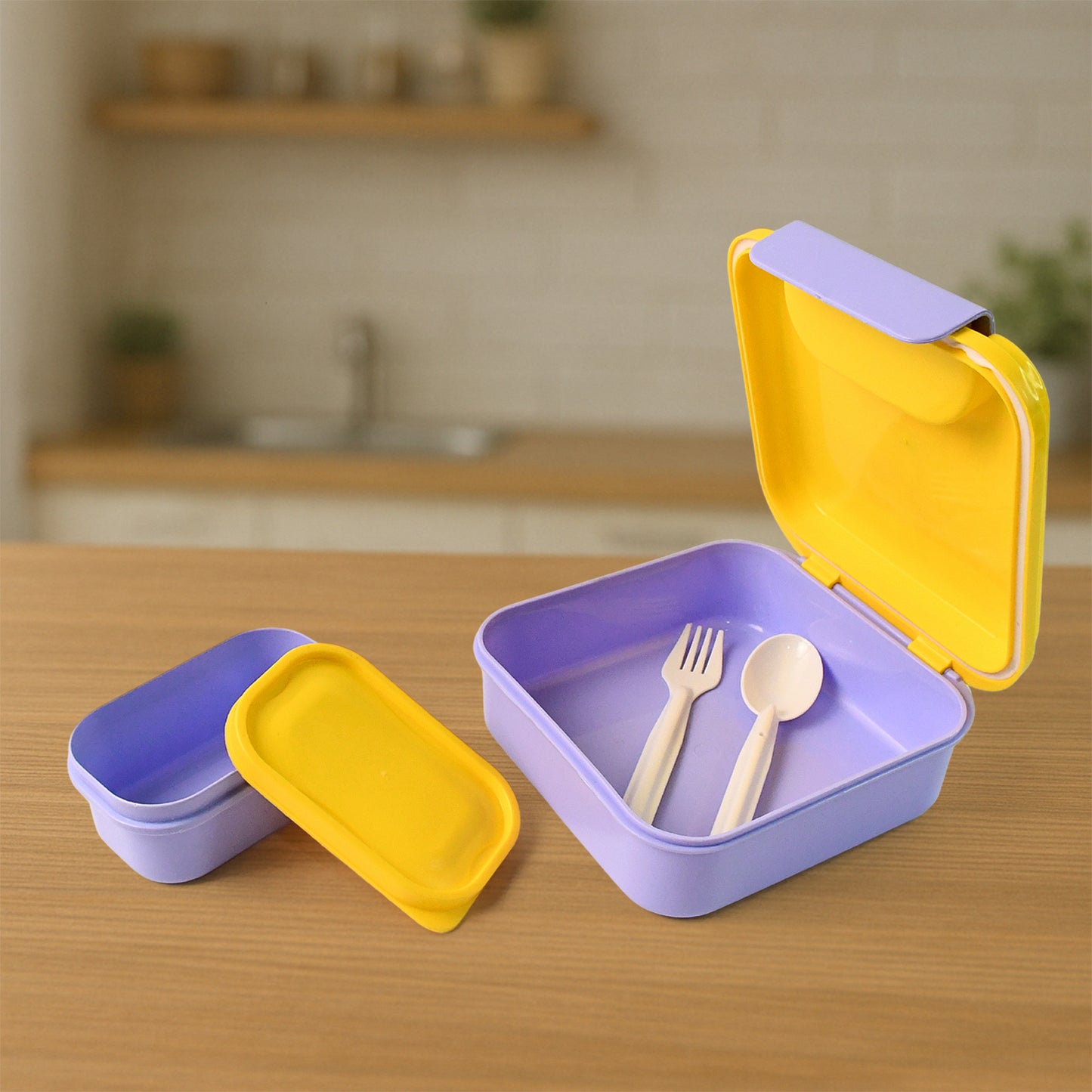 Kids Lunch Box Set With Small Inner Container Spoon  Fork (1 Pc) - Happy Price - Image 7