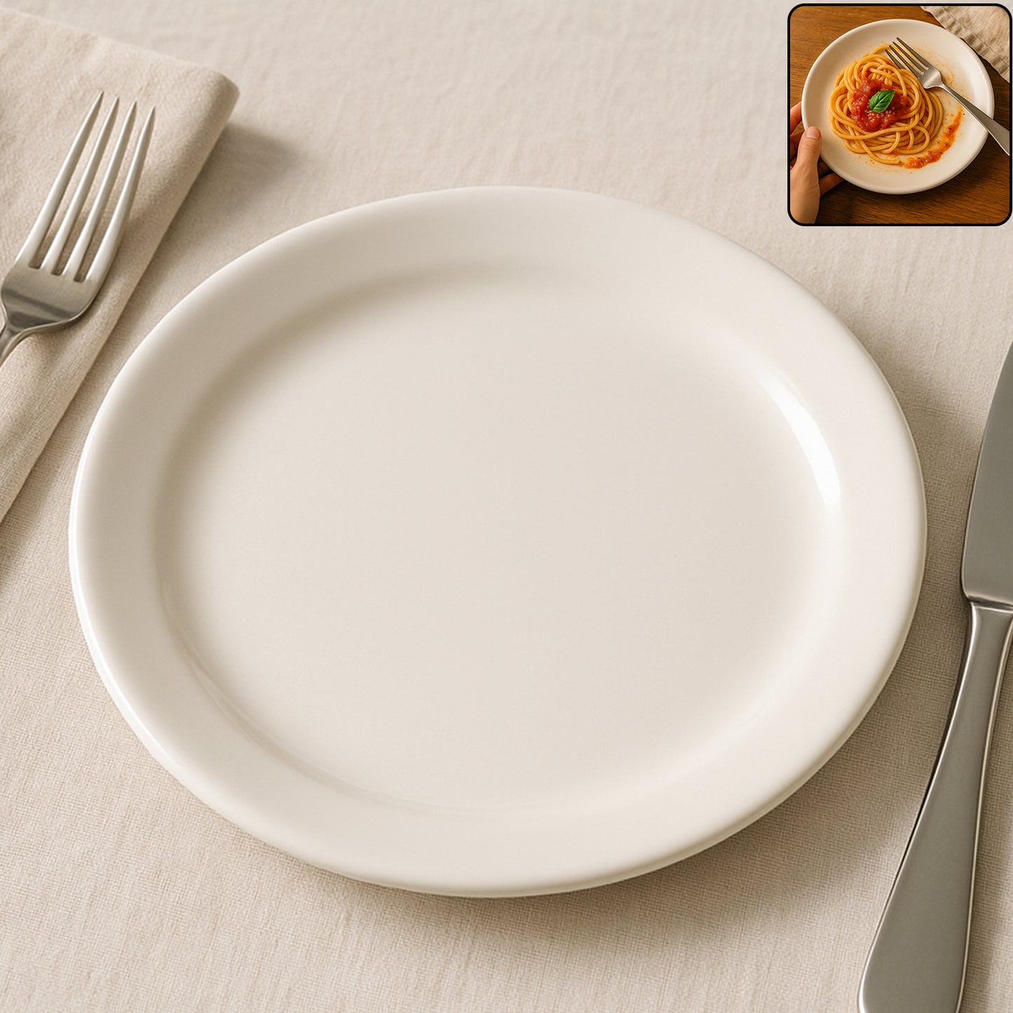23 cm Round Plastic Dinner Plate - White, Break-Resistant (1 Pc) - Happy Price - Image 2