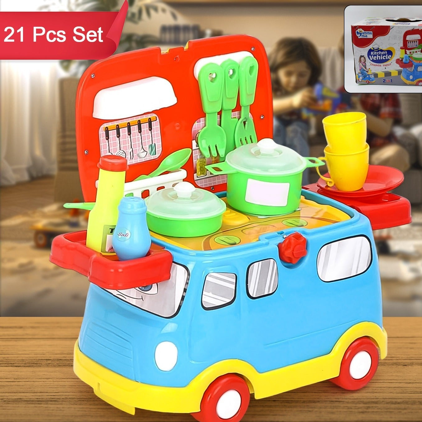 Kitchen Vehicle Set Toy For Kids Big Cooking (21 Pcs Set) - Happy Price - Image 1