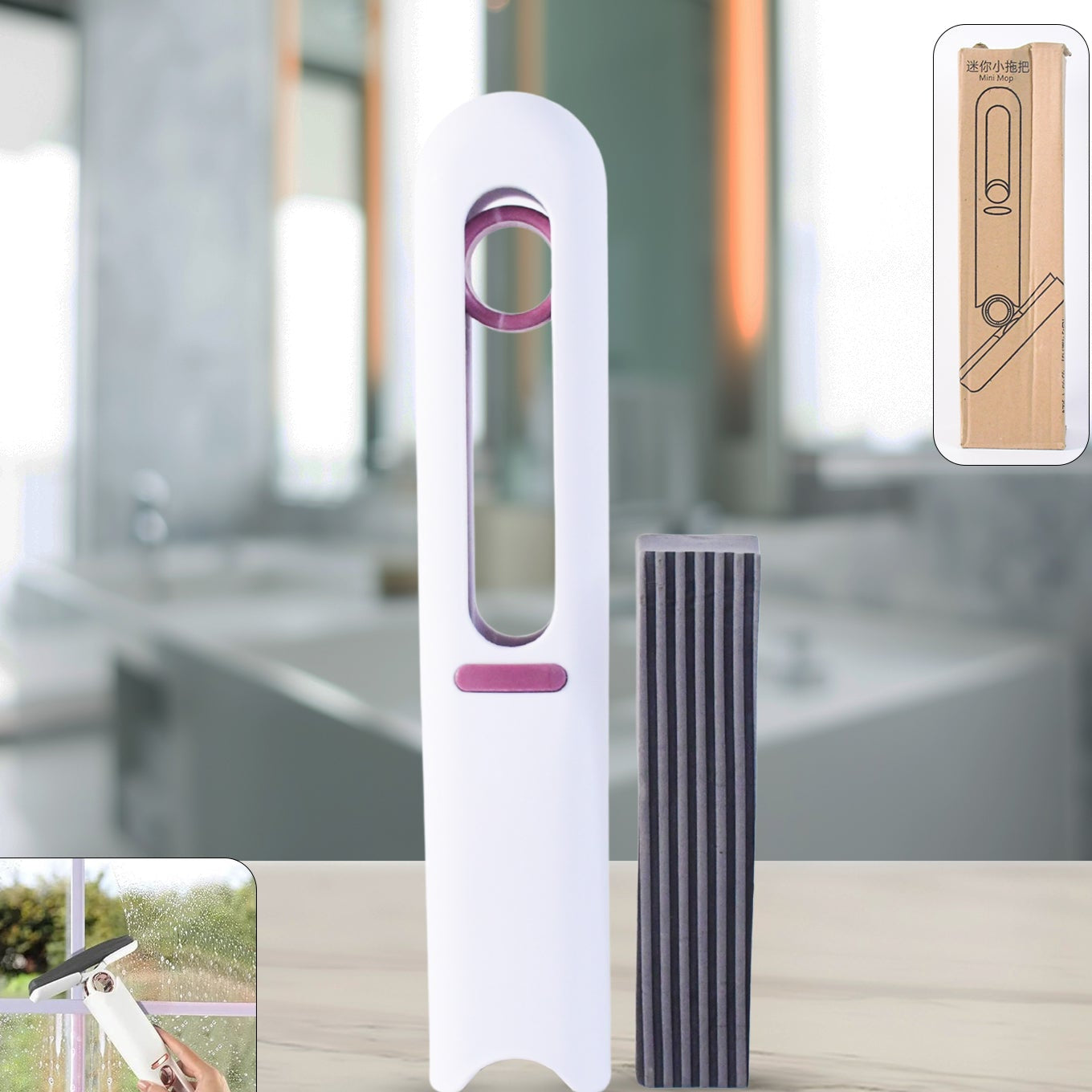 Compact Self-Squeeze Mop with PVA Sponge Head - Ideal for Quick Home Cleaning - Happy Price - Image 1