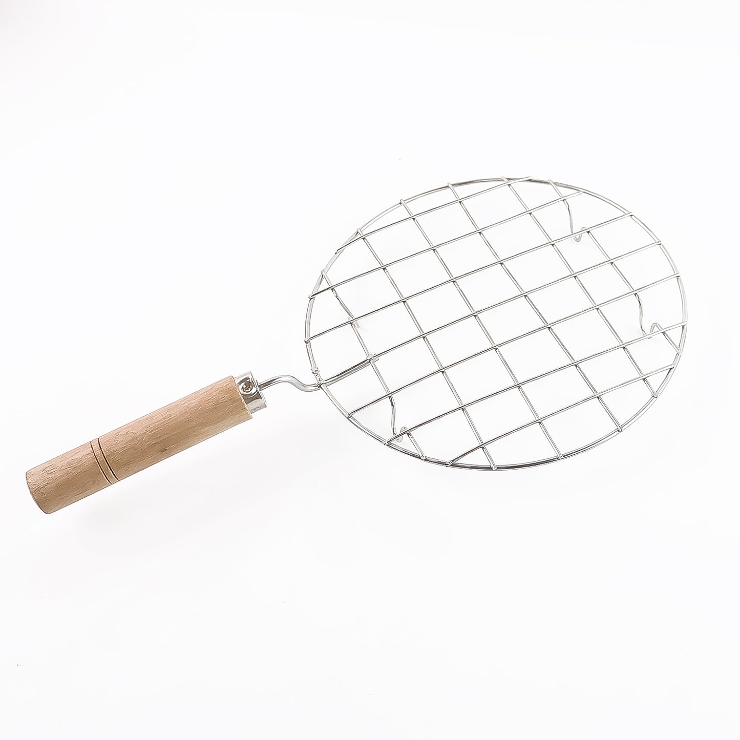 Kitchen Round Stainless Steel Roaster Papad Jali Barbecue Grill With Wooden Handle - Happy Price - Image 5
