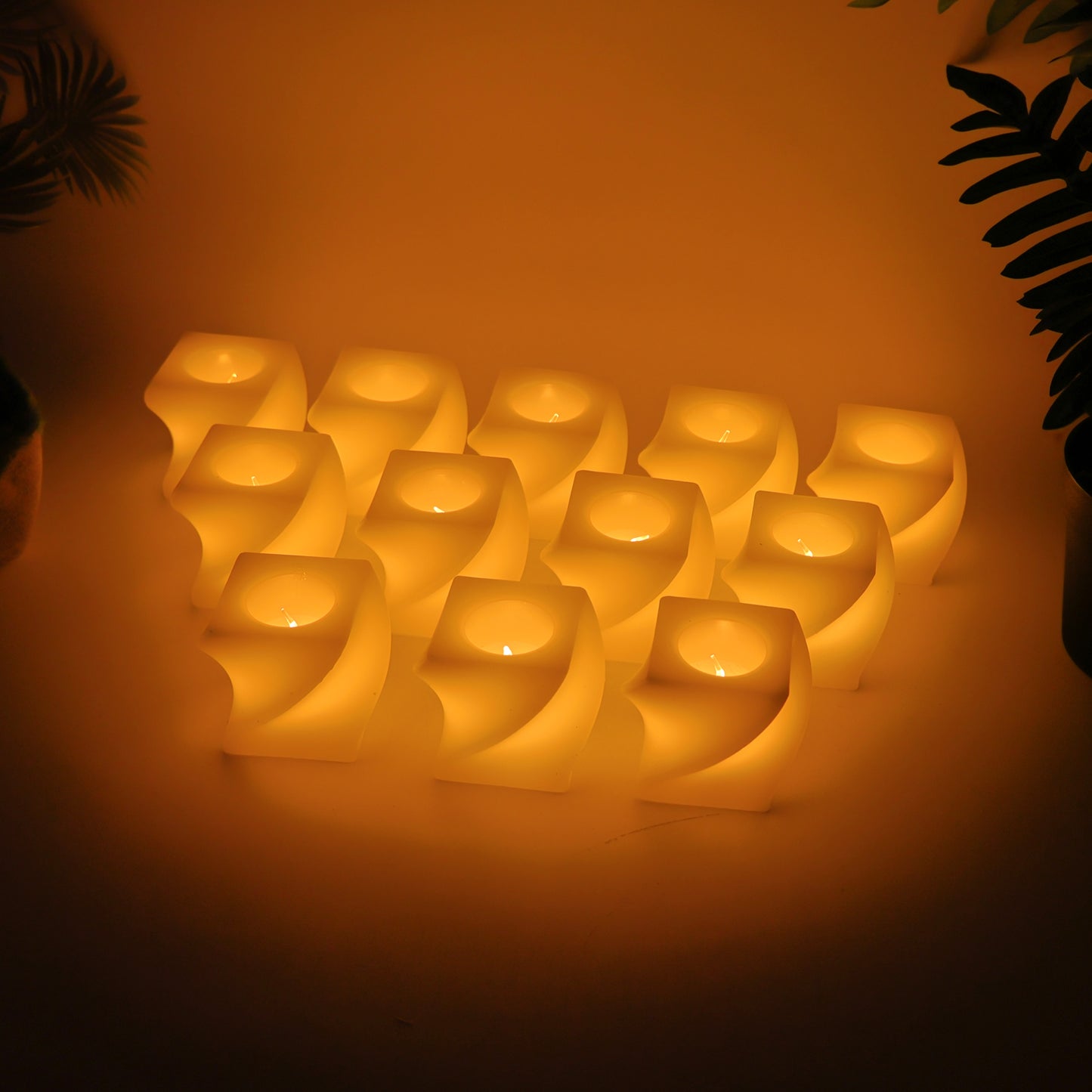 Set of 12 Square LED Flameless Tealight Candles - Warm White Glow - Happy Price - Image 5