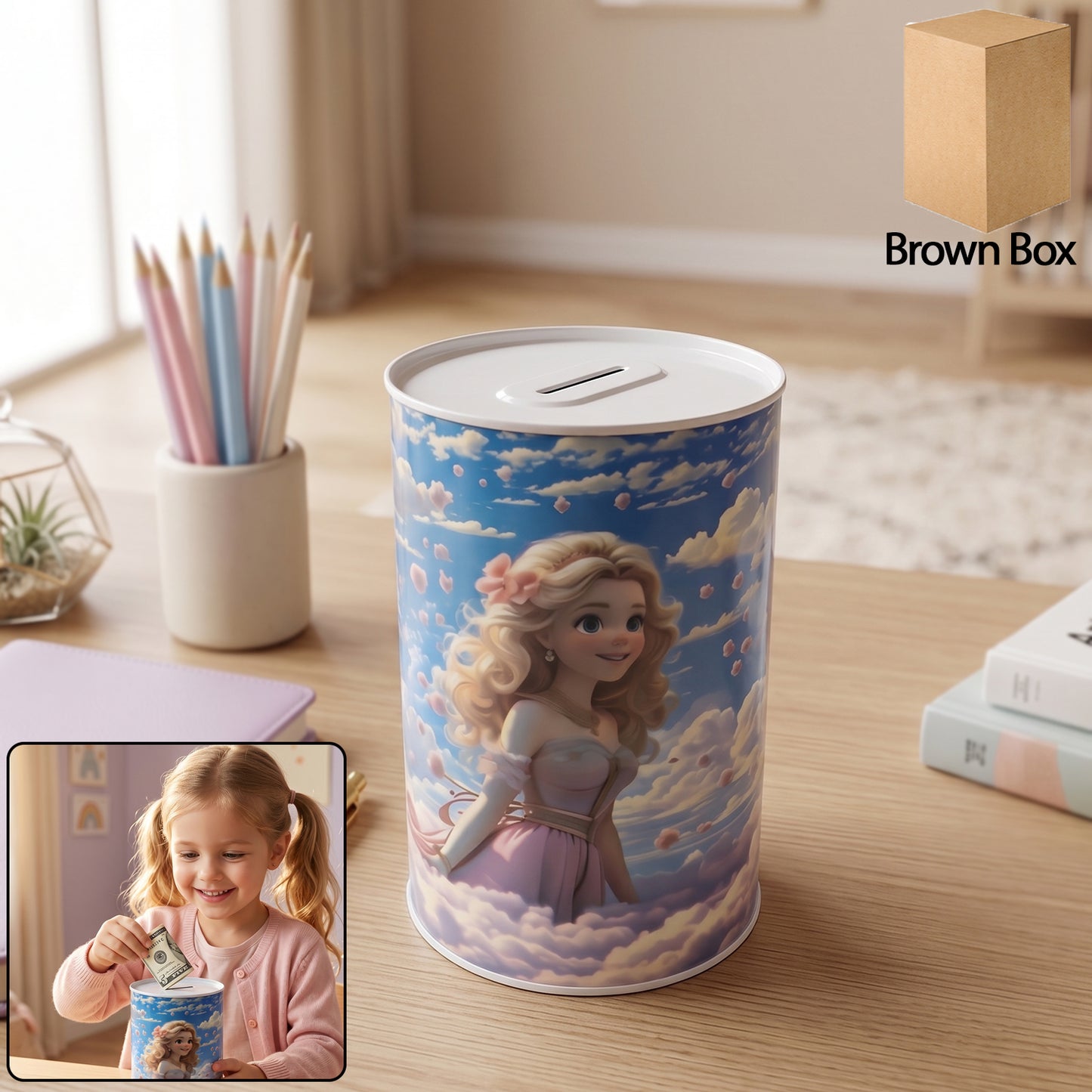 Cute Princess Design Metal Coin Box - 1 Pc Kids Money Bank - Happy Price - Image 2