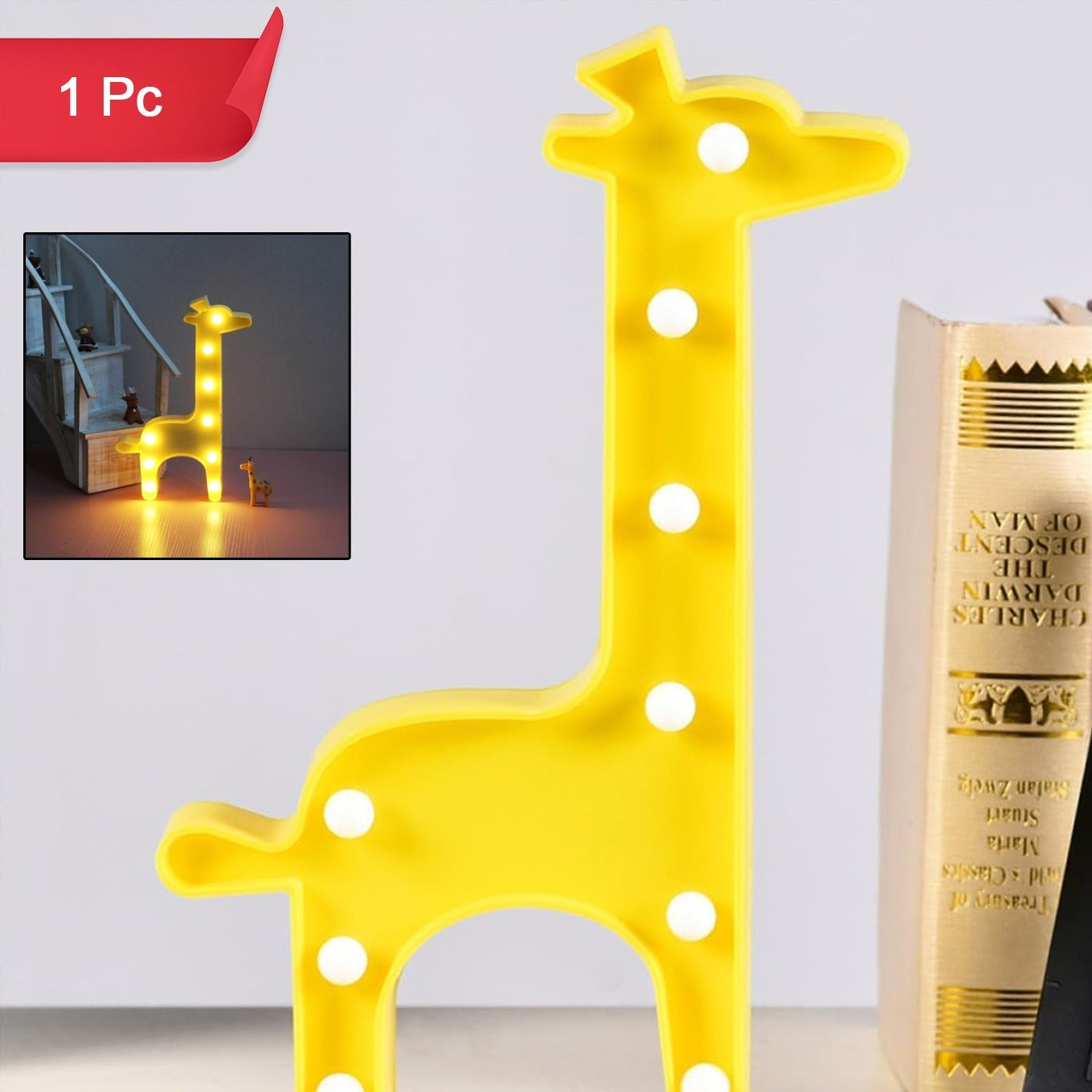 Giraffe Shape LED Decorative Night Light - 1 Pc Battery Operated Lamp - Happy Price - Image 1