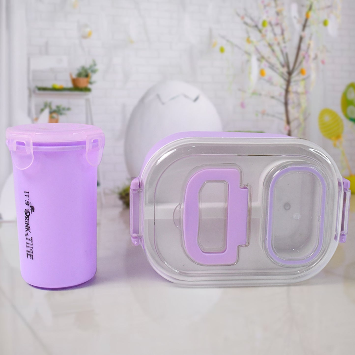 Plastic Lunch Box With Small Box Bottle  Sponn For Kids Lunch Box (4 Pc Set) - Happy Price - Image 4