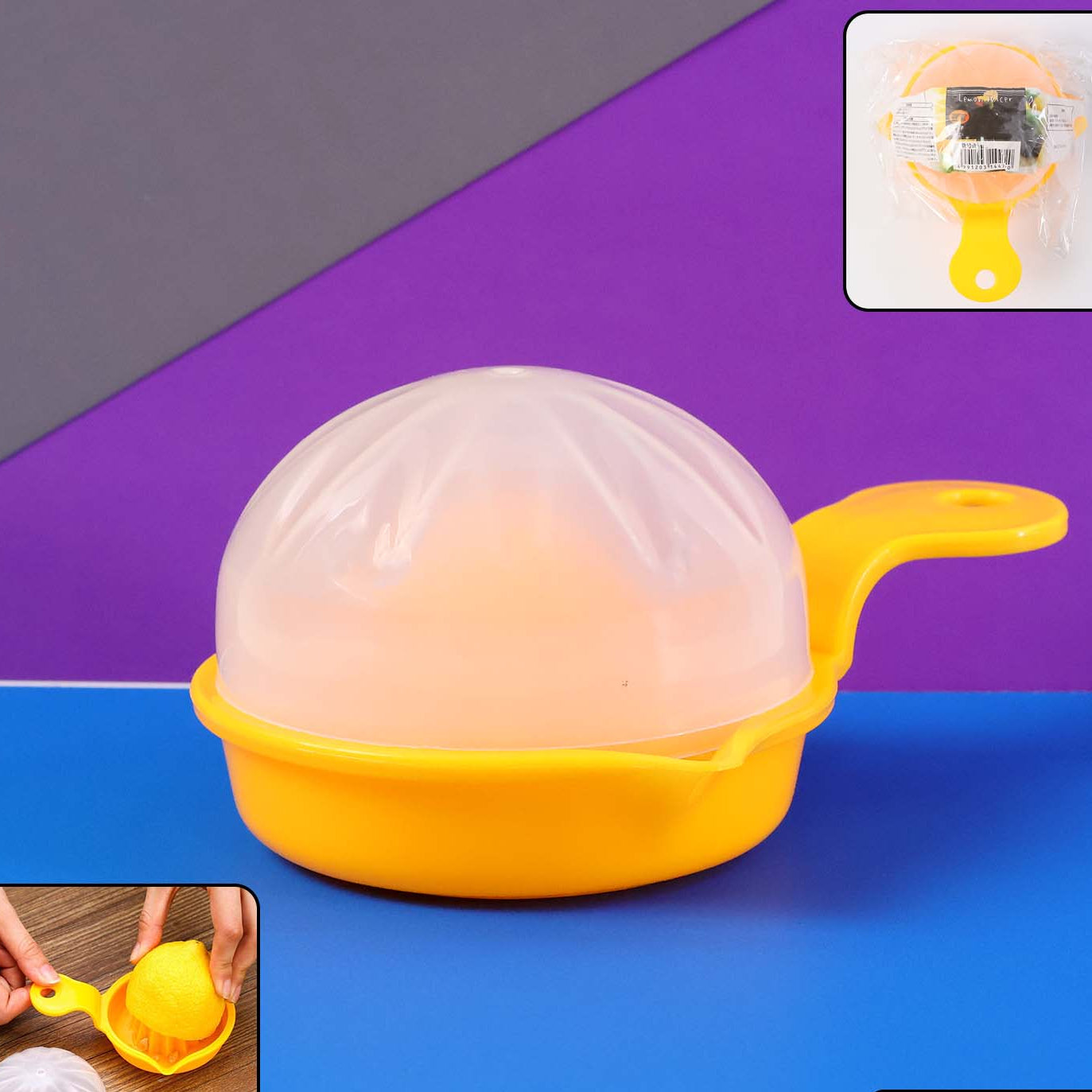 Manual Citrus Juicer with Lid - 1 Pc Hand Squeezer for Lemons, Limes, Oranges - Happy Price - Image 1