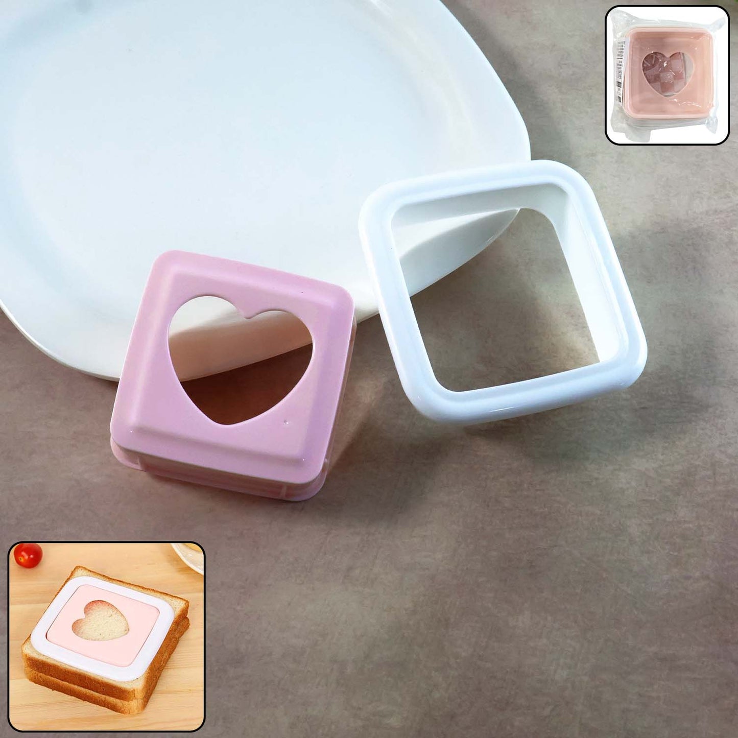 Heart Shape Sandwich Maker & Sealer - Kids' Lunch Box Bread Press (1 Pc) - Happy Price - Image 2