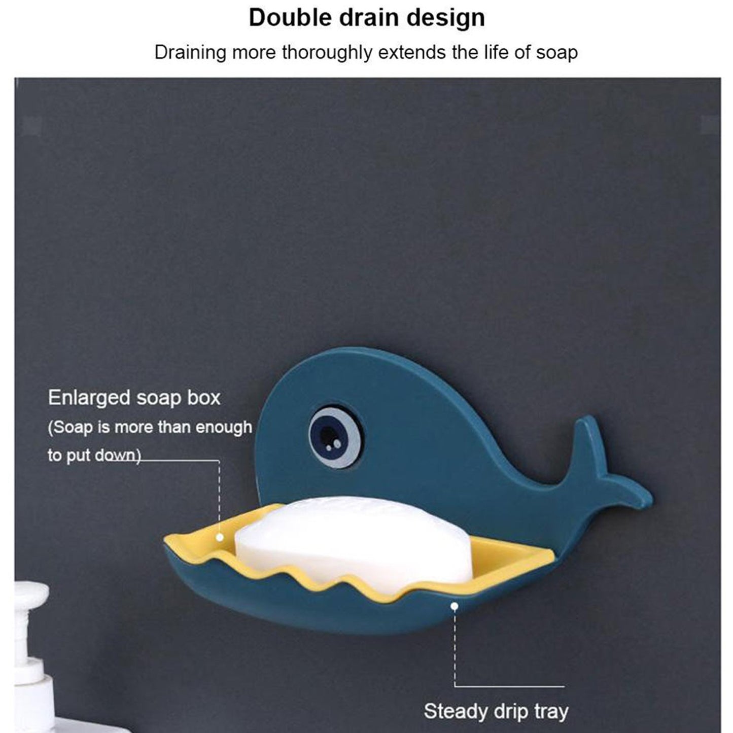 Fish Shape Soap Dish Adhesive Waterproof Wall Mounted Bar Soap Dish Holder  (Pack Of 2pc) - Happy Price - Image 4