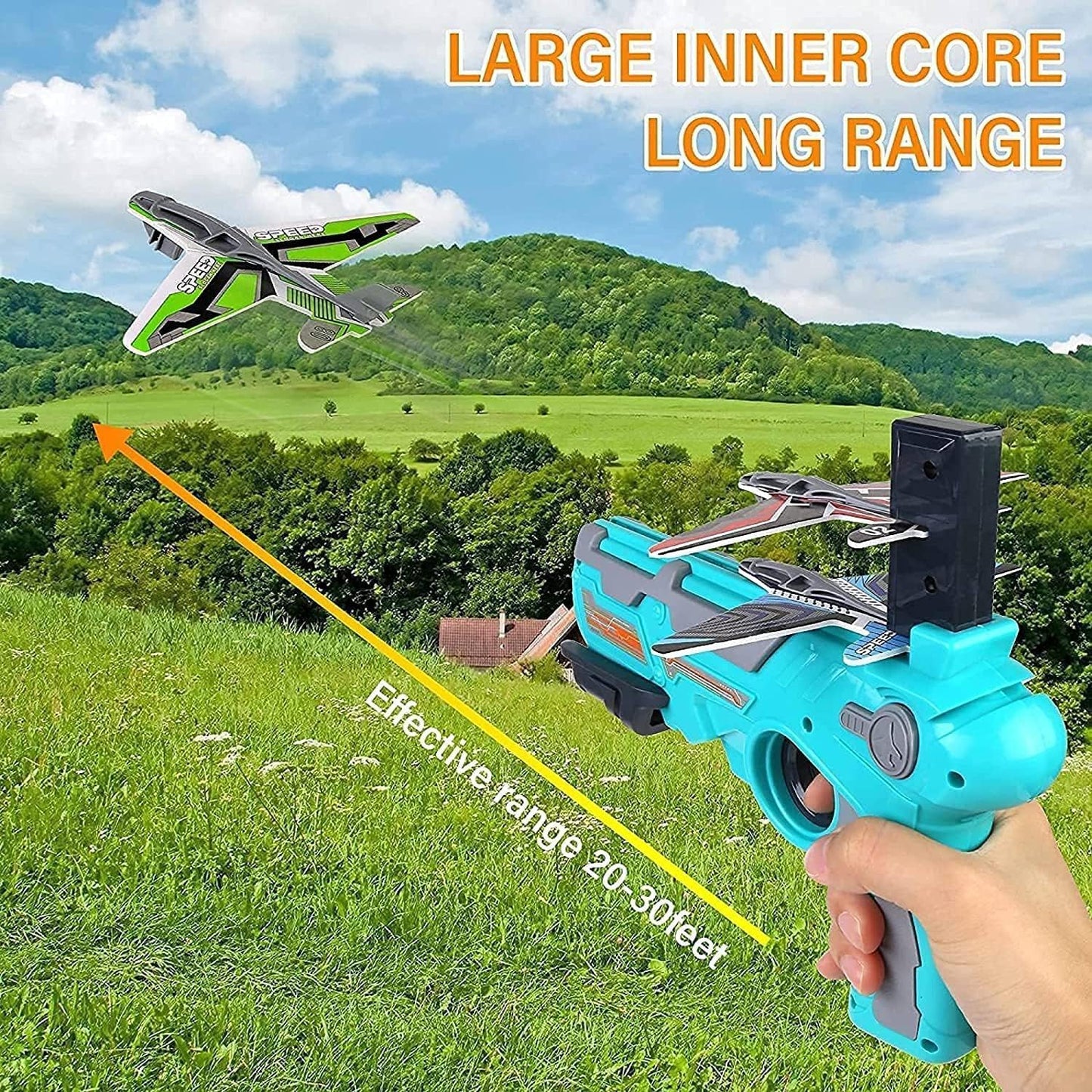 Airplane Launcher Gun Toy With Foam Glider Planes Outdoor Games For Children Best Aeroplane Toys For Kids Air Battle Gun Toys  ( 5 Plane Include ) - Happy Price - Image 7