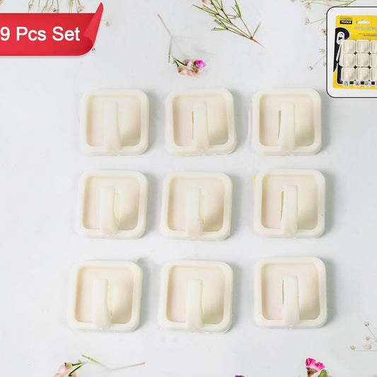 Adhesive Hooks For Wall Hanging Clothes Strong Adhesive Hooks (9 Pcs Set) - Happy Price - Image 1