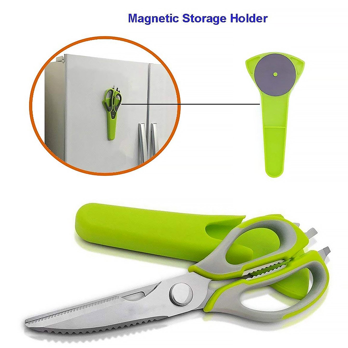 Multi-purpose Kitchen Shears With Magnetic Holder Stainless Steel Red Multifunction Heavy Duty And Kitchen Scissors - Happy Price - Image 6