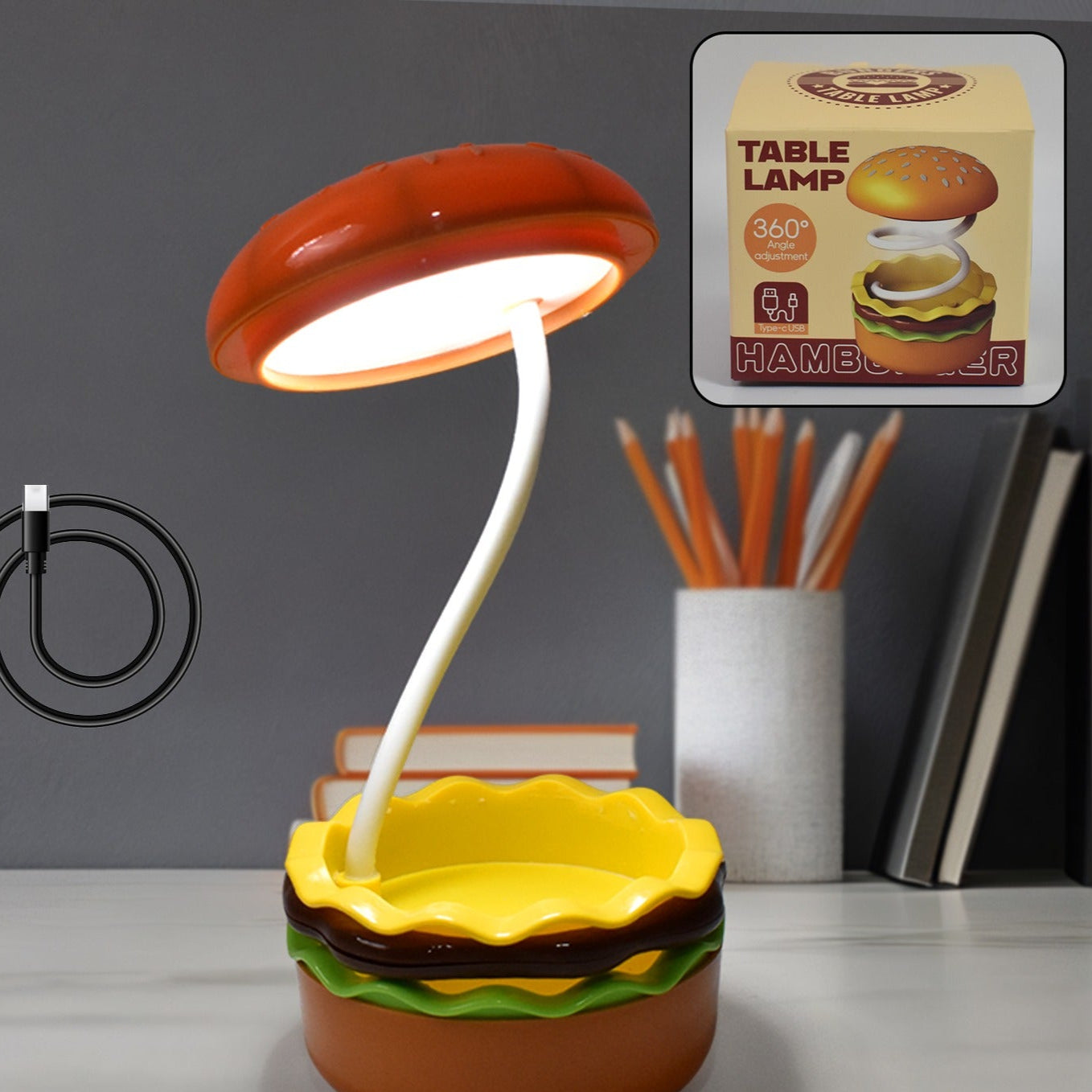 Burger Delight Folding Led Night Lamp (1 Pc) - Happy Price - Image 1