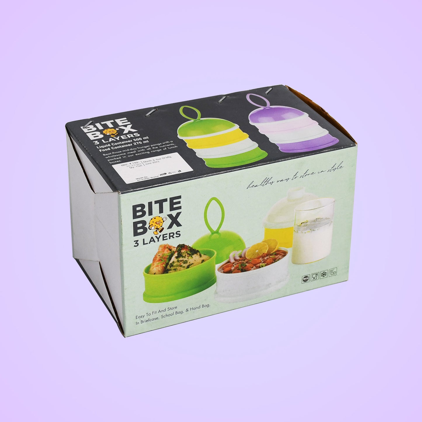 3 Layer Lunch Box Unique Design Bite Lunch Box With Liquid  Food Container Lunch Box (Green) - Happy Price - Image 5