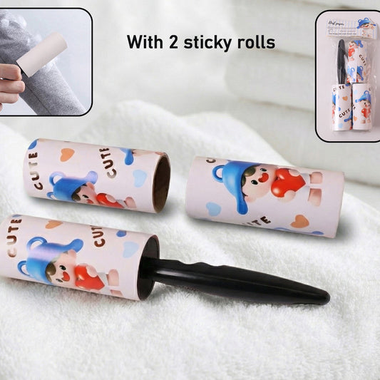 Reusable Lint Roller Set with Handle and 2 Refill Rolls for Fabric Cleaning - Happy Price - Image 1
