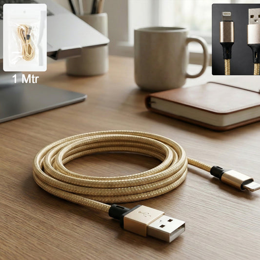 1 Meter Braided Lightning Cable for iPhone Charging - Happy Price - Image 1