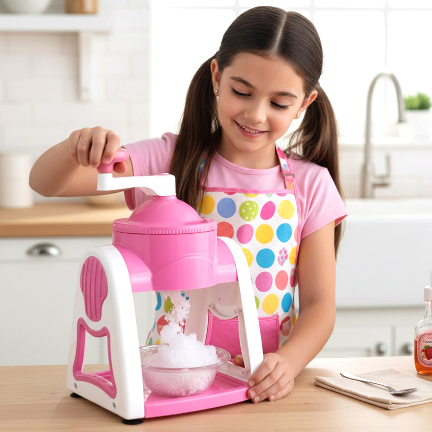 Manual Ice Crusher Machine - Hand Crank Gola Maker (1 Set Pink) - Happy Price - Image 3