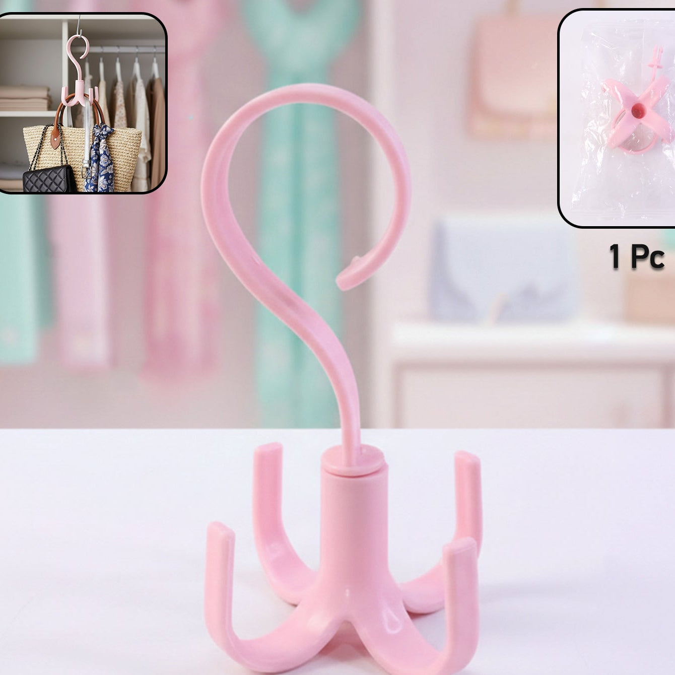 360 Rotating Hanging Organizer with 4 Hooks (1 Pc) - Happy Price - Image 1