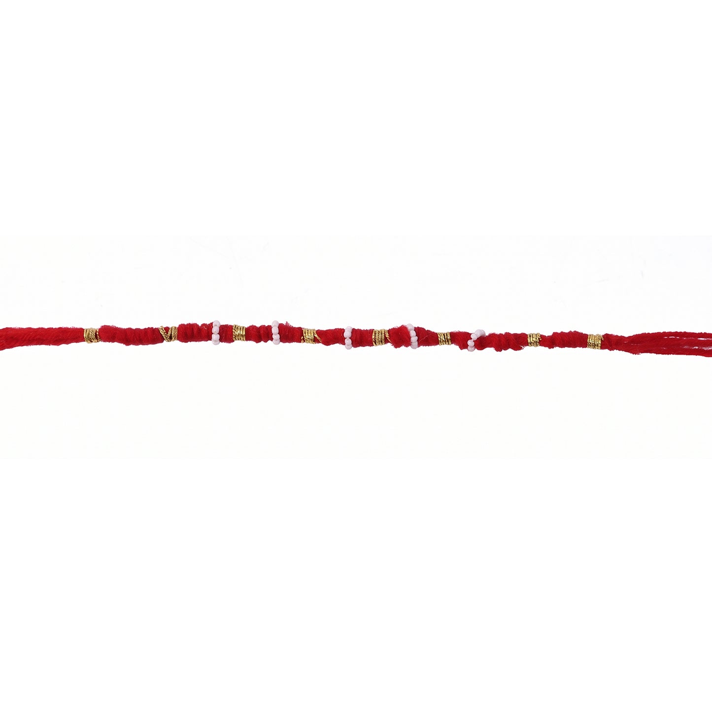 Handmade Rakhi Bracelet with White Beads and Golden Accents (1 Pc) - Happy Price - Image 4