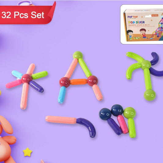 Magnetic Sticks Building Blocks Learning Toy For Kids (32 Pc) - Happy Price - Image 1