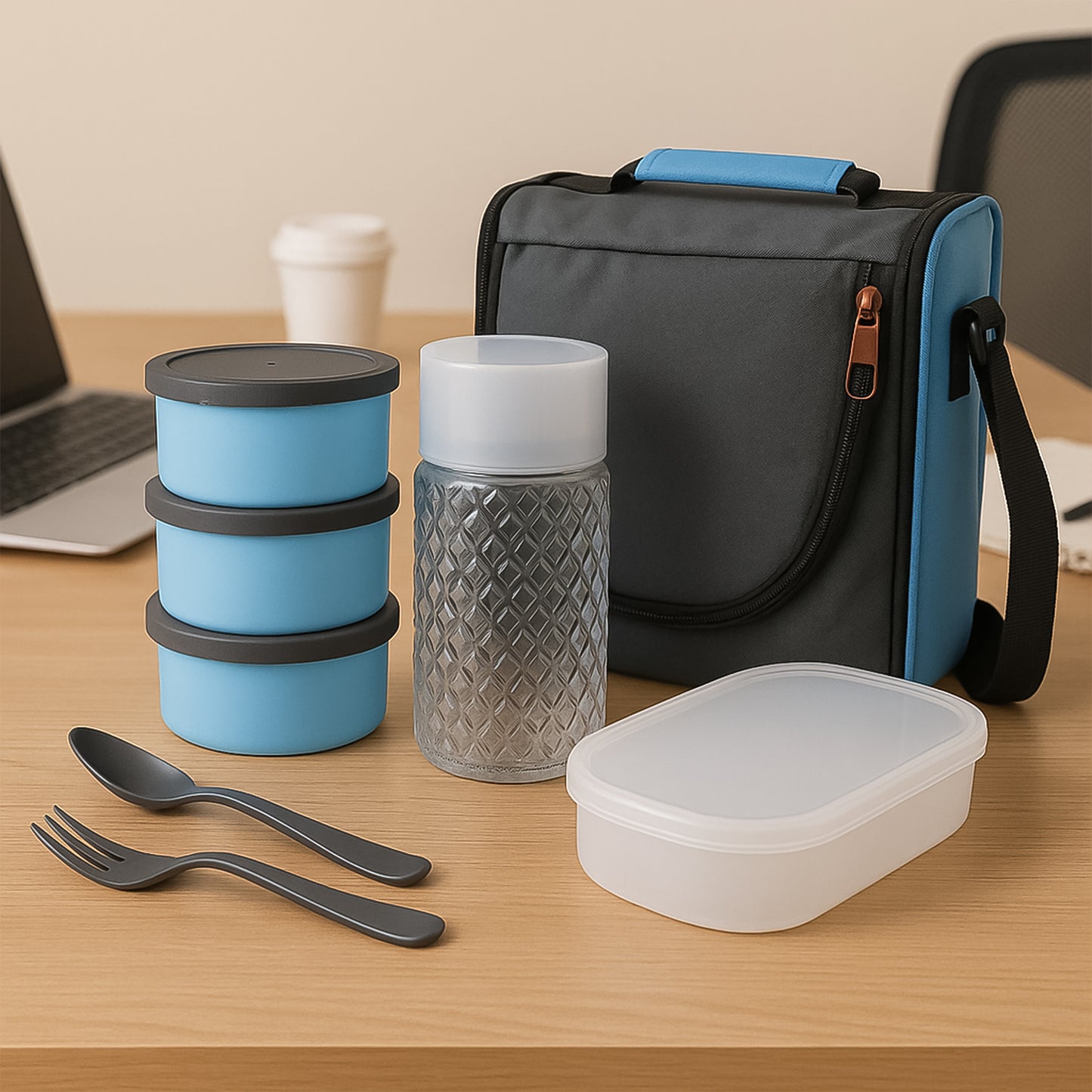 All In One Lunch Box With Fabric Bag For Office  School Use - Happy Price - Image 3