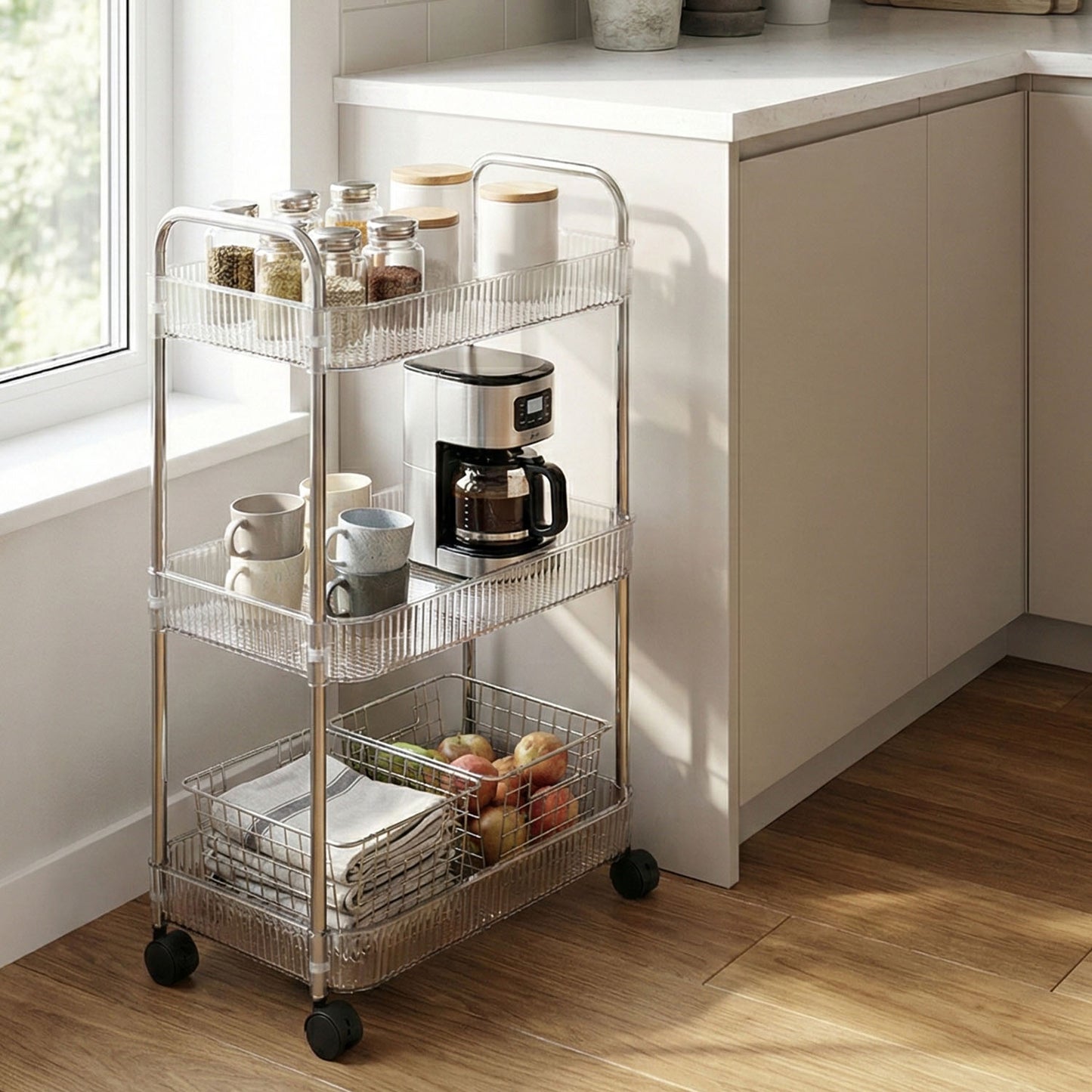 3-Tier Rolling Storage Cart with Wheels - Versatile Organizer for Home - Happy Price - Image 6