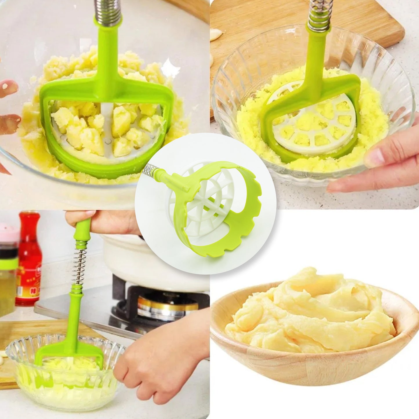 Multi Functional One-handed Plastic Manual Mashed Potatoes Masher Mash Sweet Potato Masher With Comfort Grip And Stainless-steel Spring Design For Nonstick Pans (1 Pc) - Happy Price - Image 2