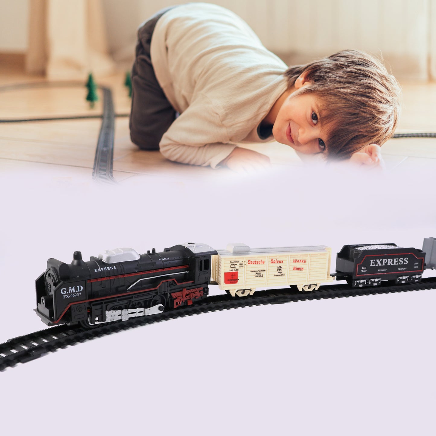 Toy Train Set For Kids Battery Operated Train With Track Set