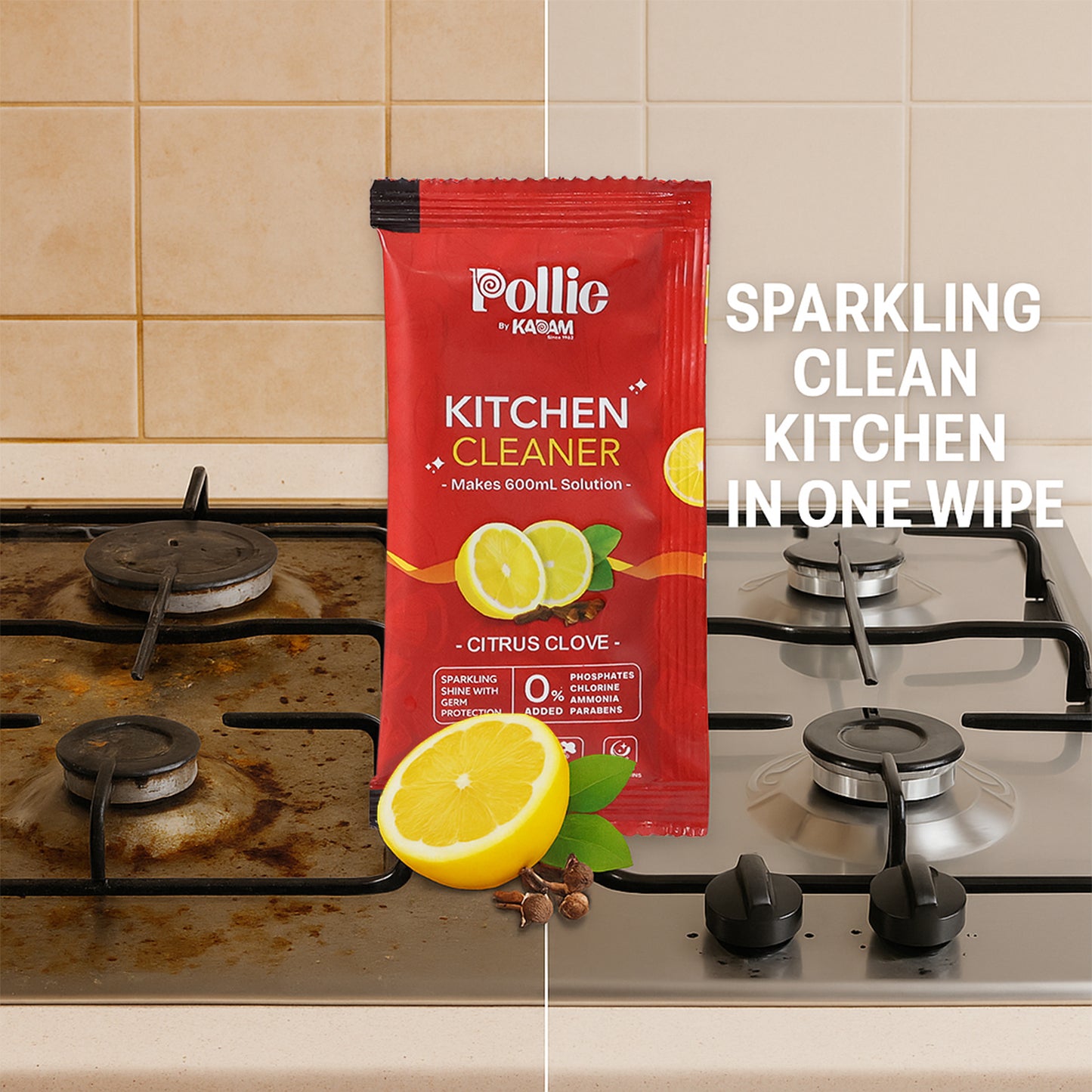 Pollic Kadam Concentrated Kitchen Cleaner Sachet - Makes 600ml Citrus Clove Solution - Happy Price - Image 5