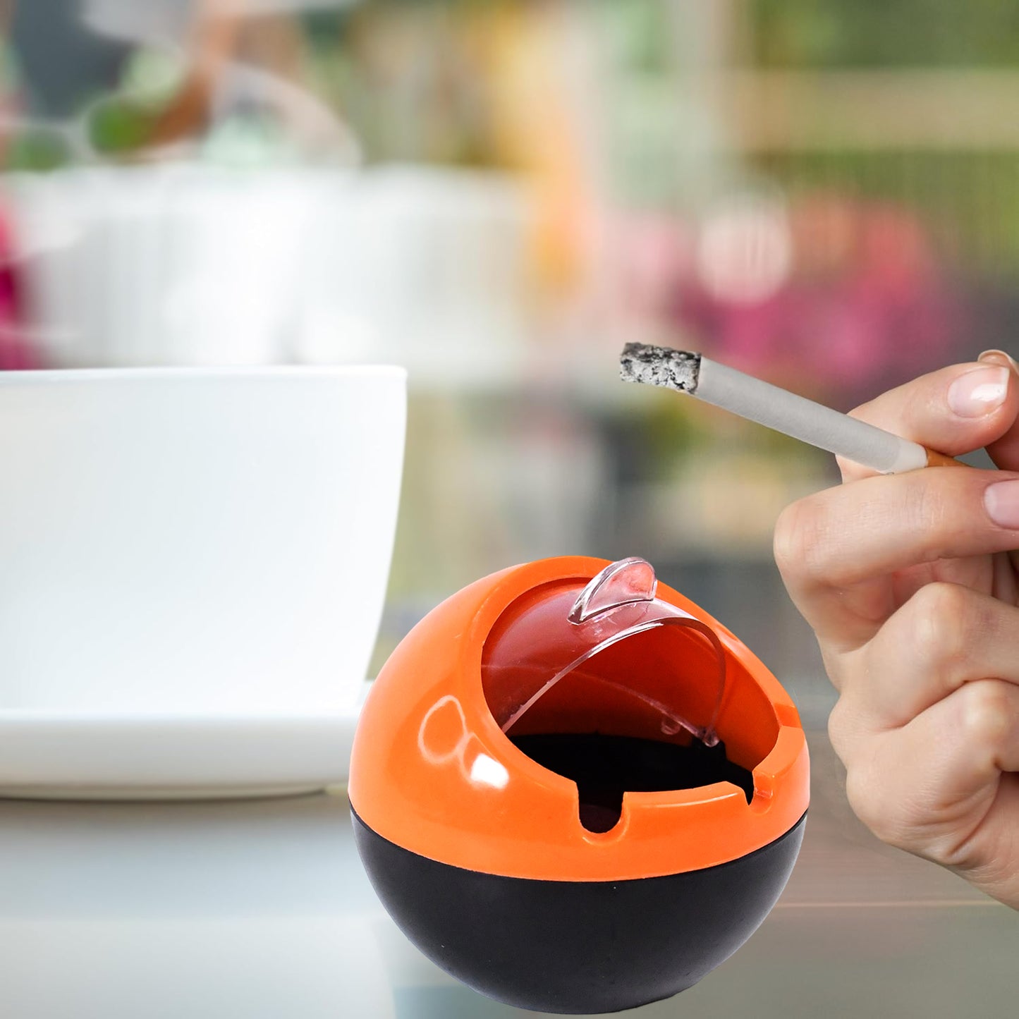 Ball Ashtray Pp Plastic Windproof With Lid Indoor Outdoor Patio Car Portable Ashtray - Happy Price - Image 3