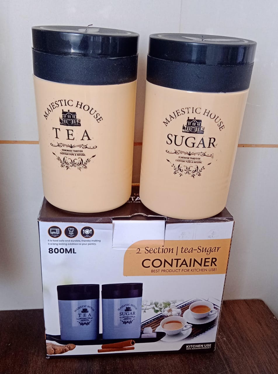 Accurate Seal Tea Sugar Coffee Container Plastic Damru Shaped Tea Coffee Sugar Canisters Jar New Airtight Food Seal Containers For Salt Dry Fruit Grocery 2 Section (800 Ml Approx) - Happy Price - Image 7