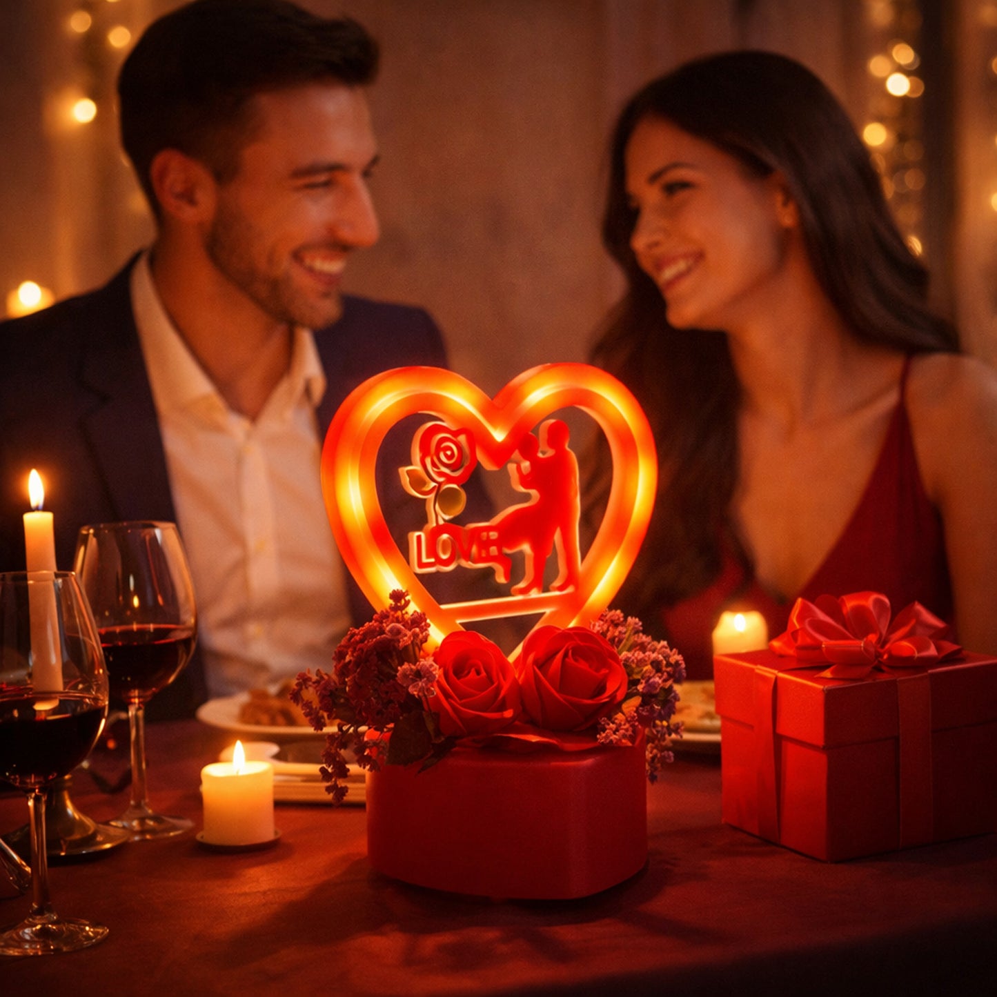 Heart Love Showpiece with Golden Rose Gift Set (2 Pc) - Happy Price - Image 6