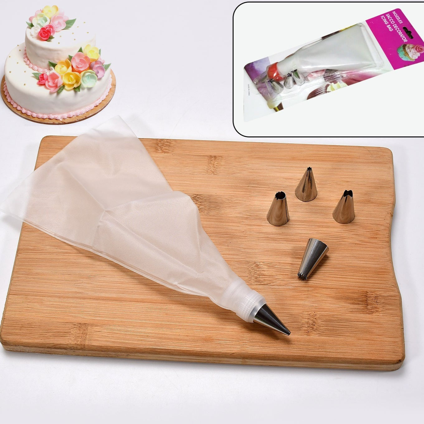 Cake Decorating Nozzle With Piping Bag Stainless Steel Piping Cream Frosting Nozzles - Happy Price - Image 1