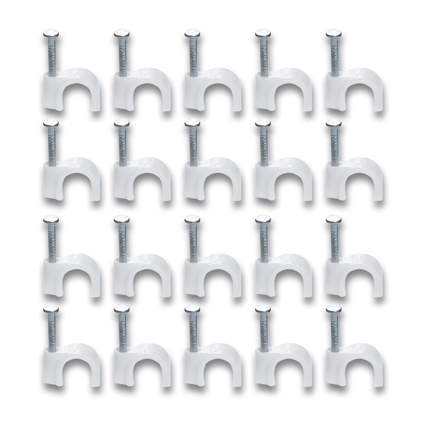 Wire Wall Clips Plastic Cable Clips Round Wire Pins With Steel Nail (20 Pcs Set) - Happy Price - Image 4