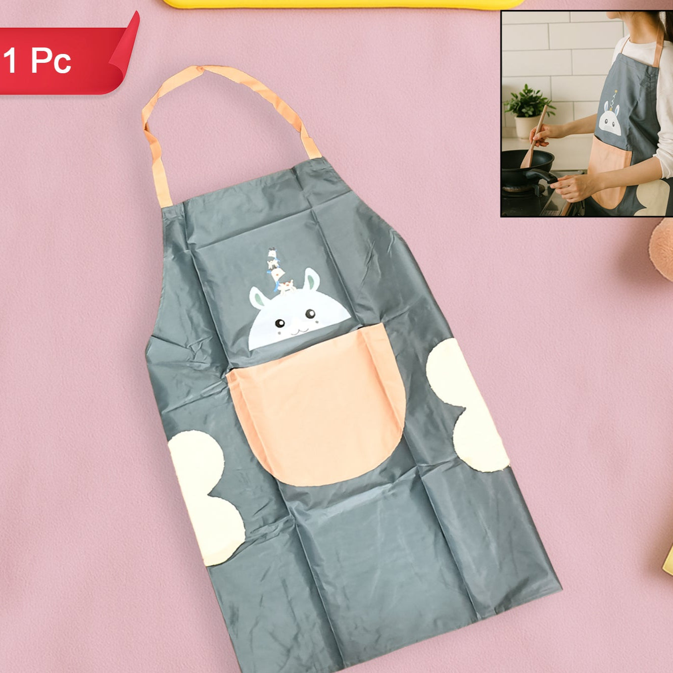 Cute Cartoon Animal Design Kitchen Apron (1 Pc) - Happy Price - Image 1