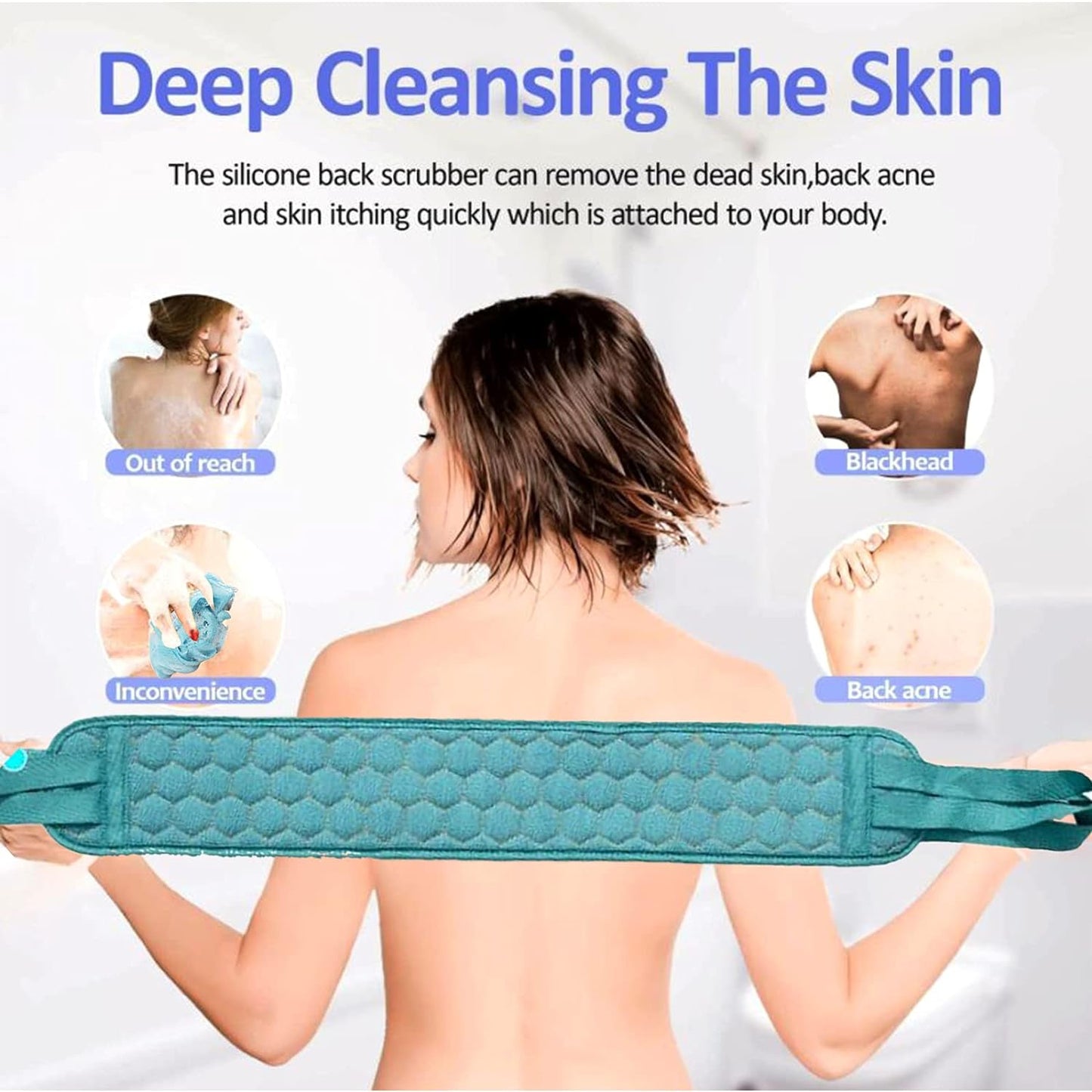 Bath Shower Set Scrubber Loofah Sponge Pouf Bath Brush Extra Long Dual Sided Scrubber Long Lasting Deep Clean Super Soft Body Scrubber For Men Woman (2 Pcs Set) - Happy Price - Image 4