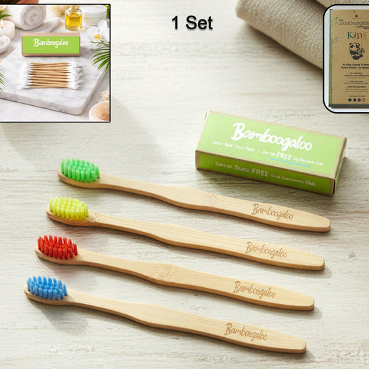 Bamboo Toothbrush Set for Adults - Pack of 4 - Happy Price - Image 1